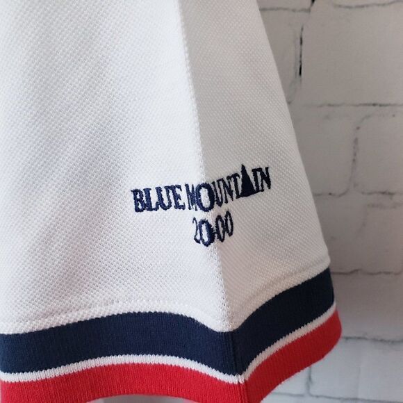La Mode VTG Golf Polo Size XL Deadstock White Red Blue Collar Blue Mountain 2000 - Picture 6 of 7